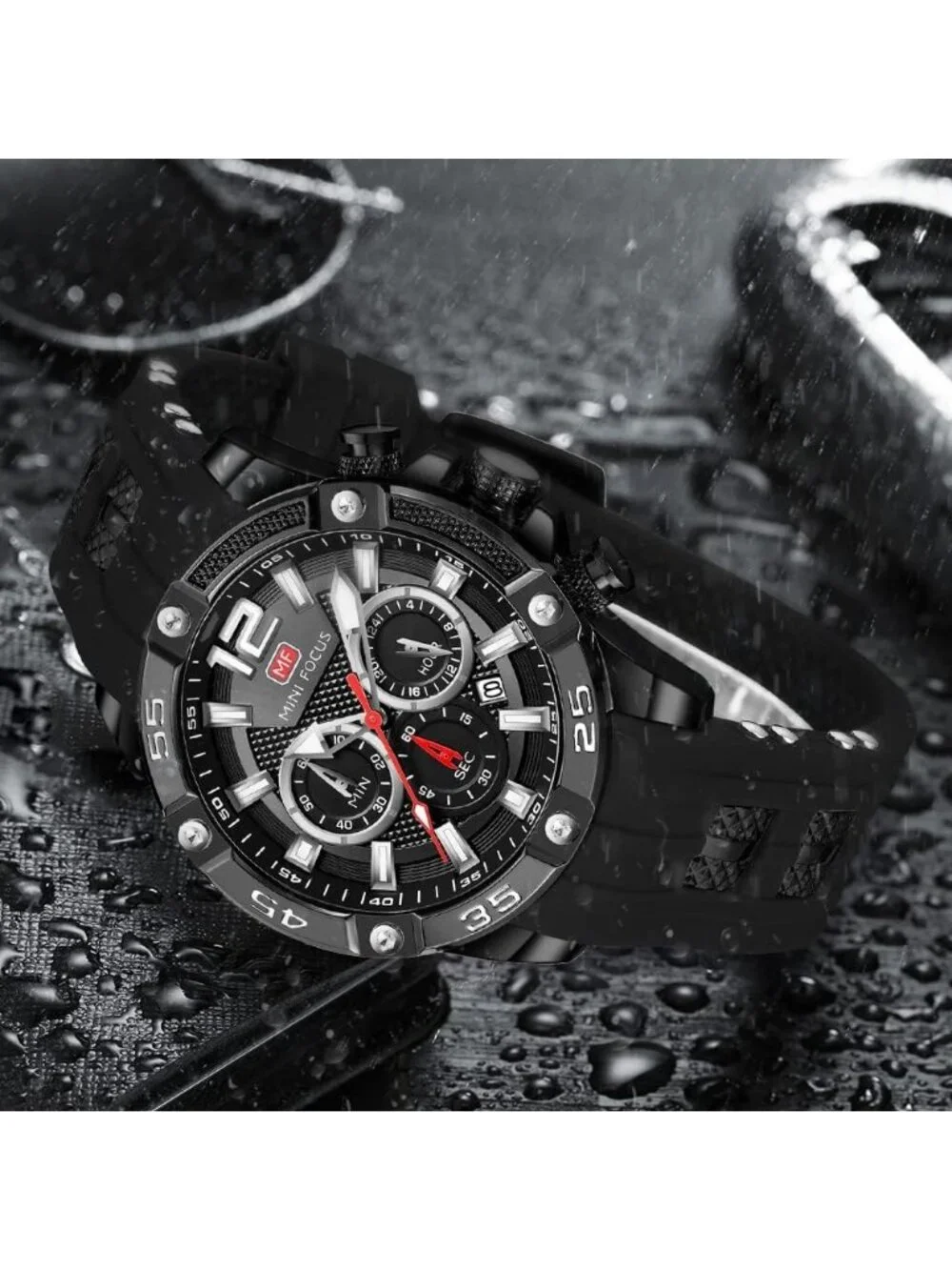 Men's Black Analog Quartz Waterproof Chronograph Classic Stylish Casual Watch
